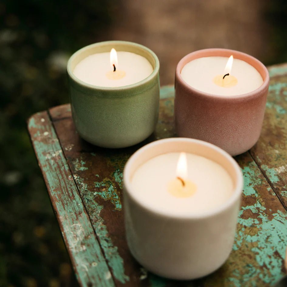 St Eval Garden Path Ceramic Pot Candle Orange Blossom - F01365 - Uneeka